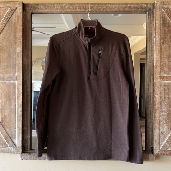 Swiss Tech Coffee Brown Pullover Lightweight Long Sleeve Womens L  Mens S Comfy - Picture 4 of 7